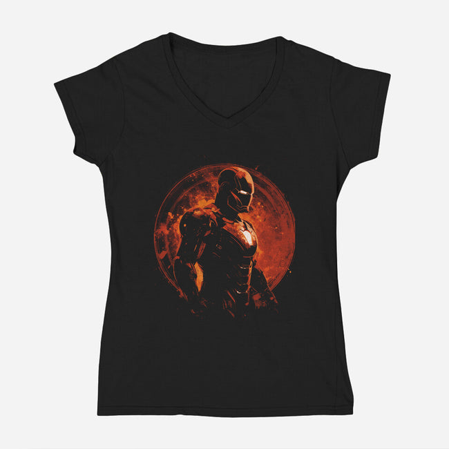 The Iron Warrior-Womens-V-Neck-Tee-kharmazero