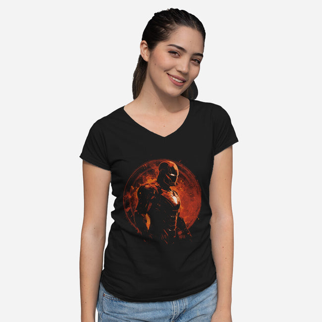 The Iron Warrior-Womens-V-Neck-Tee-kharmazero