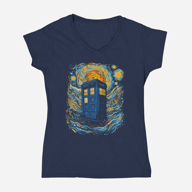 Starry Blue Box-Womens-V-Neck-Tee-kharmazero