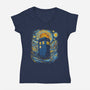 Starry Blue Box-Womens-V-Neck-Tee-kharmazero