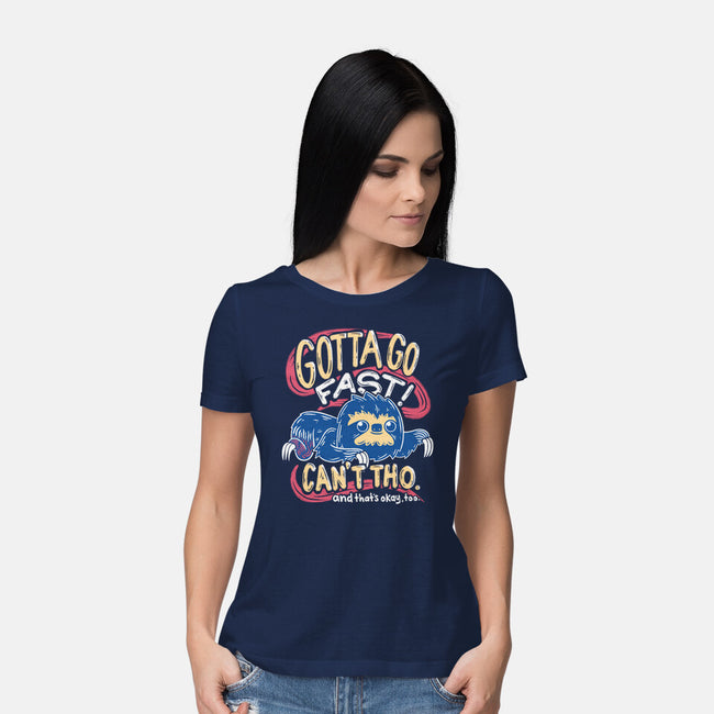 Can't Go Fast-Womens-Basic-Tee-Aarons Art Room