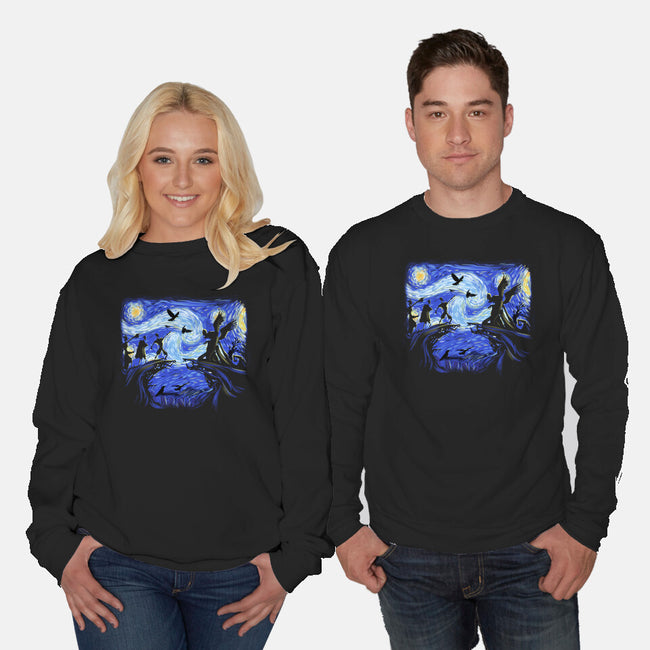 Deathly Hallow Starry Night-Unisex-Crew Neck-Sweatshirt-fanfabio