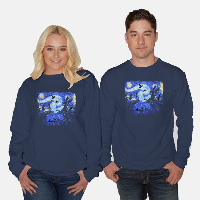 Deathly Hallow Starry Night-Unisex-Crew Neck-Sweatshirt-fanfabio