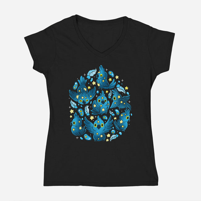 Parrot Stars-Womens-V-Neck-Tee-Vallina84