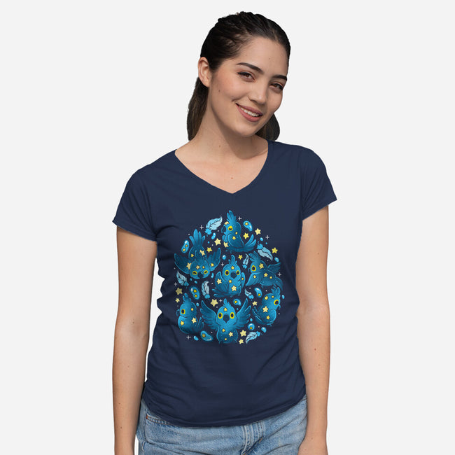 Parrot Stars-Womens-V-Neck-Tee-Vallina84