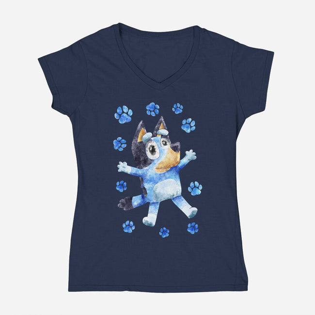 Dog Splash-Womens-V-Neck-Tee-nickzzarto