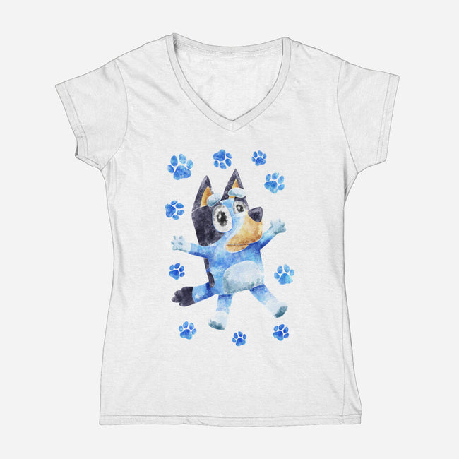 Dog Splash-Womens-V-Neck-Tee-nickzzarto