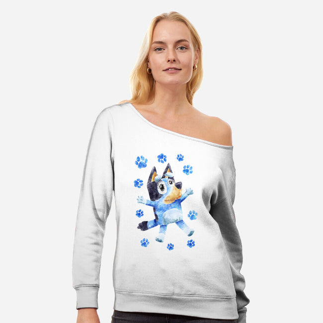 Dog Splash-Womens-Off Shoulder-Sweatshirt-nickzzarto