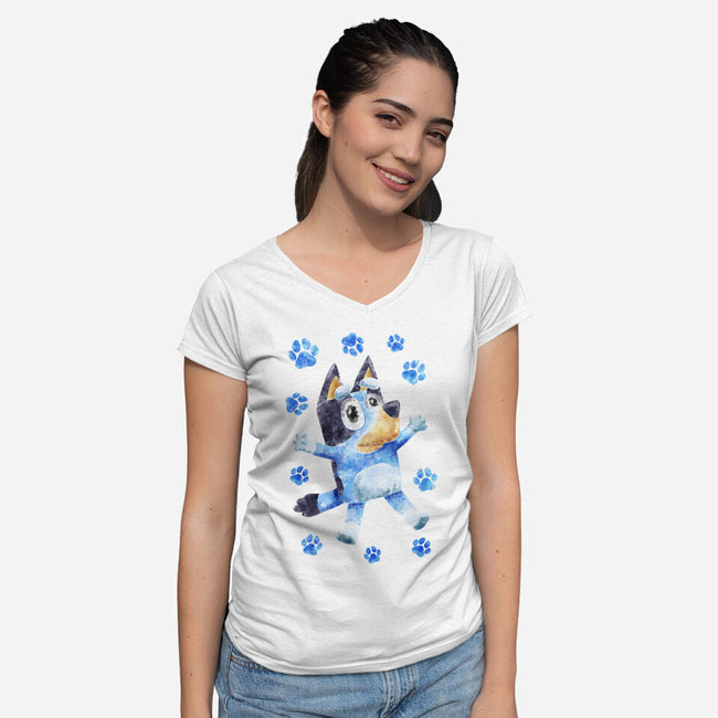 Dog Splash-Womens-V-Neck-Tee-nickzzarto