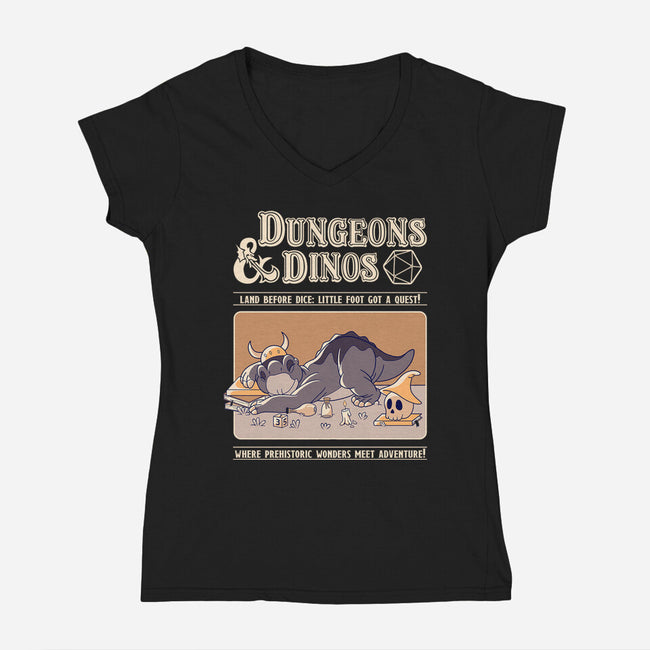 Dungeons & Dinos-Womens-V-Neck-Tee-leepianti