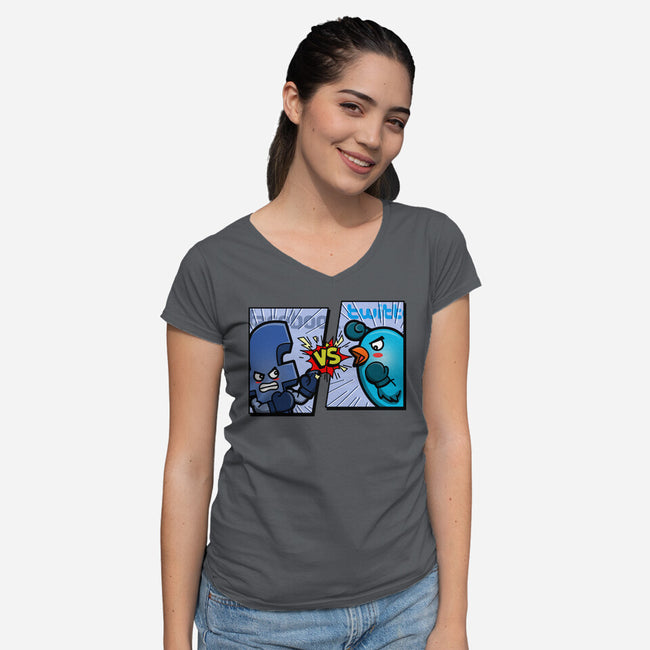 Big Tech Cage Match-Womens-V-Neck-Tee-Boggs Nicolas