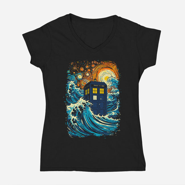 The Great Tardis-Womens-V-Neck-Tee-kharmazero