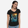 The Great Tardis-Womens-V-Neck-Tee-kharmazero