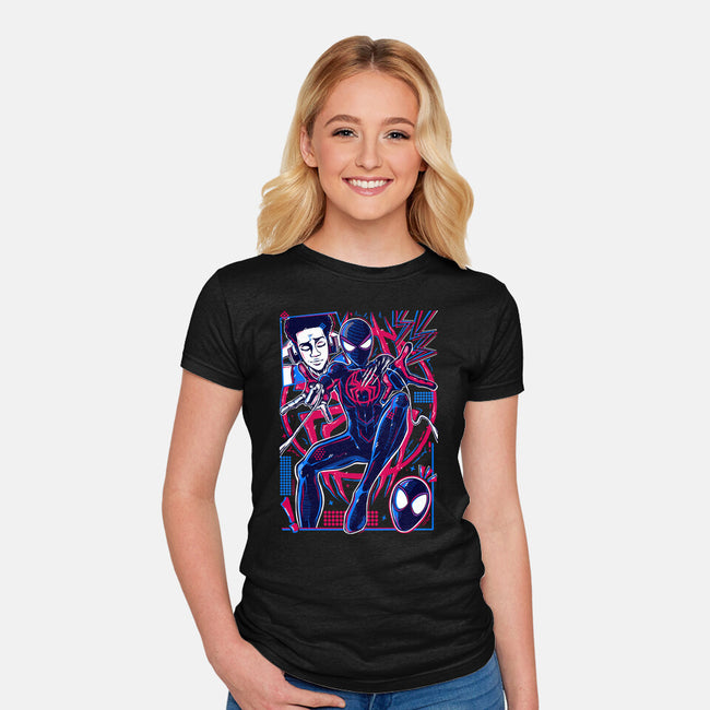 Spiderman Miles Morales-Womens-Fitted-Tee-Panchi Art