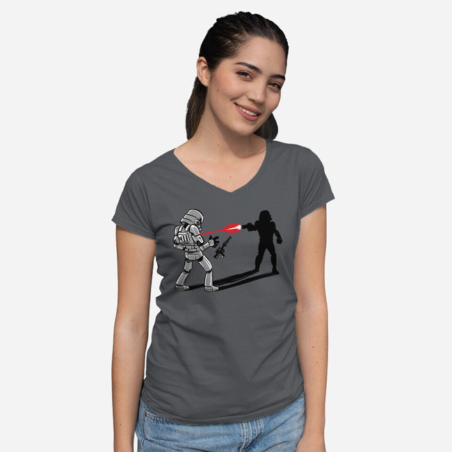 Shadow Battle-Womens-V-Neck-Tee-zascanauta