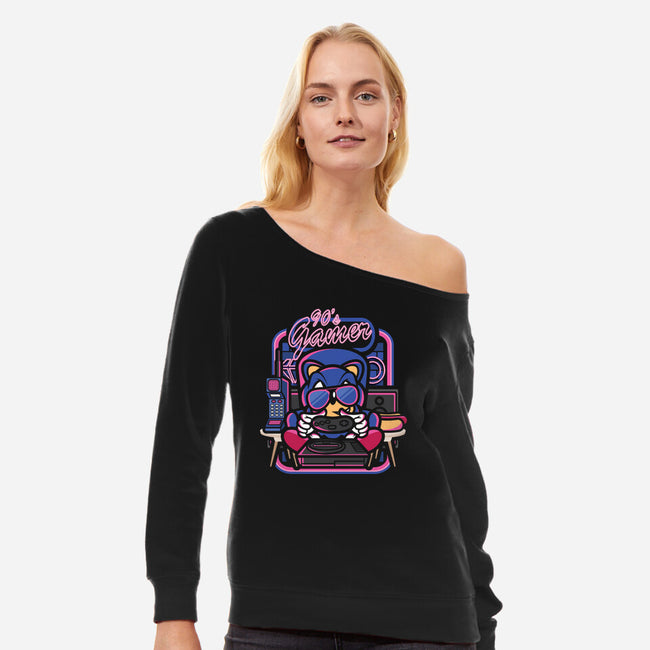 90s Gamer Room-Womens-Off Shoulder-Sweatshirt-jrberger