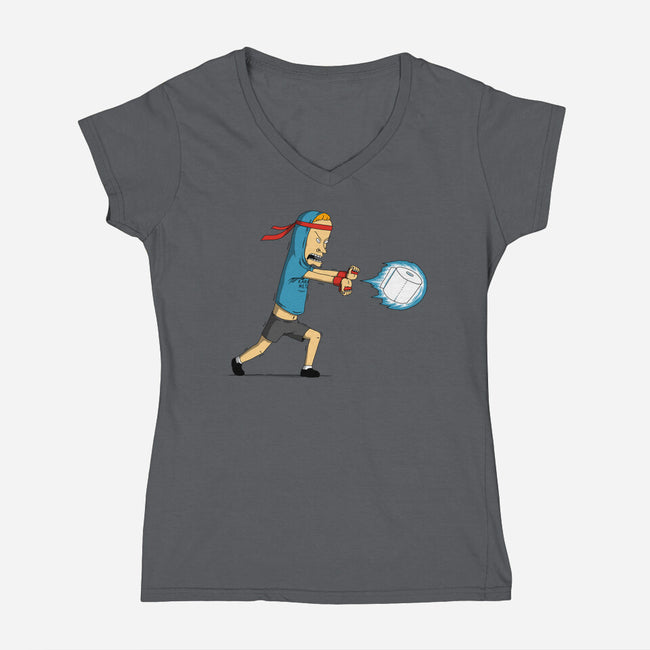 Stupid Fighter-Womens-V-Neck-Tee-pigboom