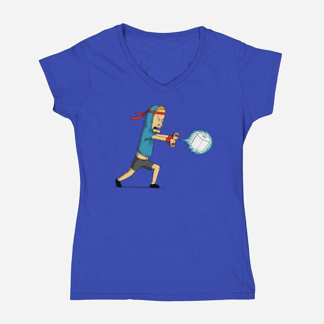 Stupid Fighter-Womens-V-Neck-Tee-pigboom