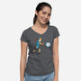 Stupid Fighter-Womens-V-Neck-Tee-pigboom