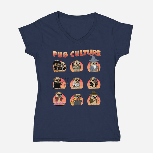 Pug Culture-Womens-V-Neck-Tee-sachpica