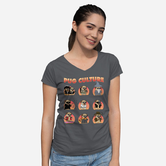 Pug Culture-Womens-V-Neck-Tee-sachpica