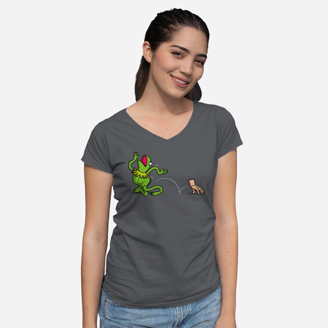 Empty Frog-Womens-V-Neck-Tee-Raffiti