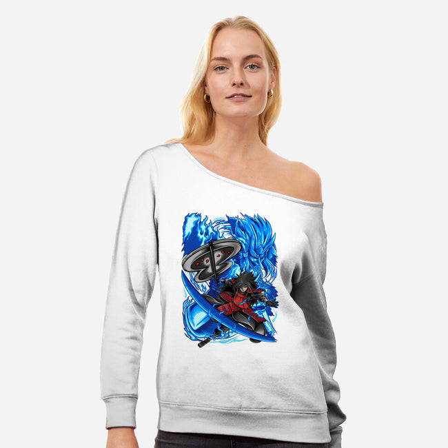 Blue Susanoo-Womens-Off Shoulder-Sweatshirt-alanside