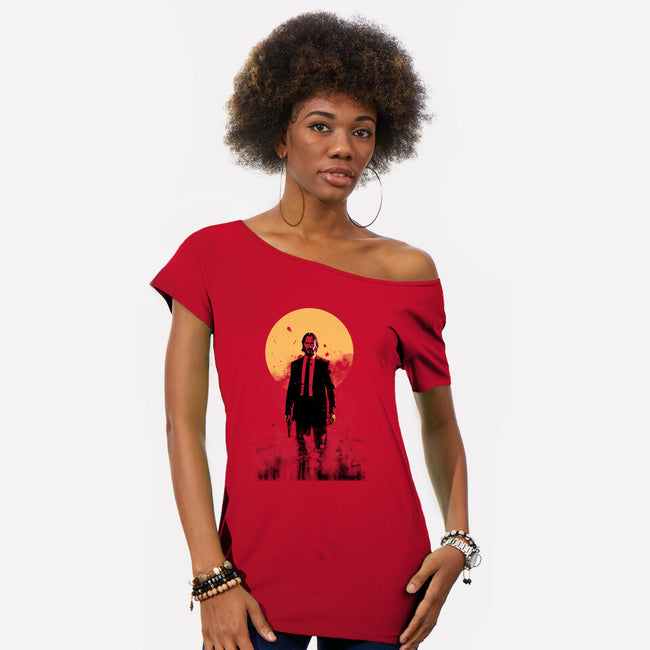 The Boogeyman Under The Sun-Womens-Off Shoulder-Tee-ddjvigo