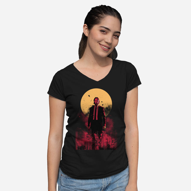 The Boogeyman Under The Sun-Womens-V-Neck-Tee-ddjvigo