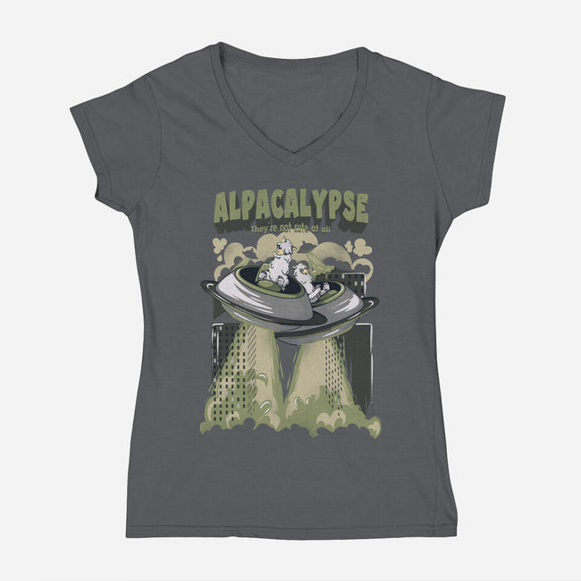 Alpacalypse-Womens-V-Neck-Tee-Claudia