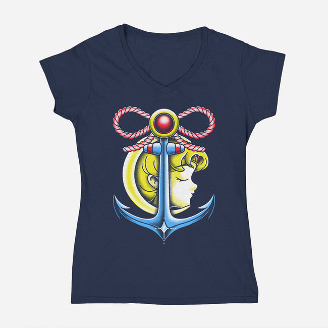 Anchor Moon-Womens-V-Neck-Tee-estudiofitas