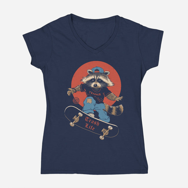 Trasher On Skates-Womens-V-Neck-Tee-vp021