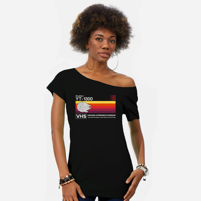 Vintage Hyperdrive Starship-Womens-Off Shoulder-Tee-retrodivision