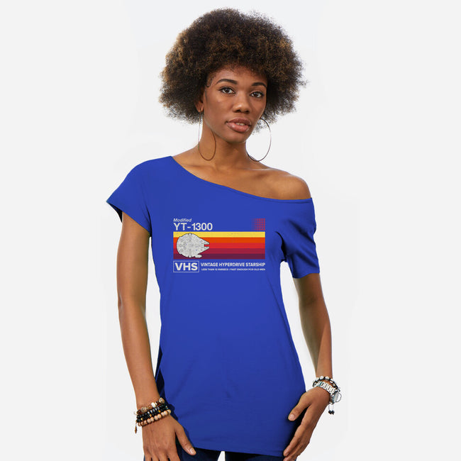 Vintage Hyperdrive Starship-Womens-Off Shoulder-Tee-retrodivision