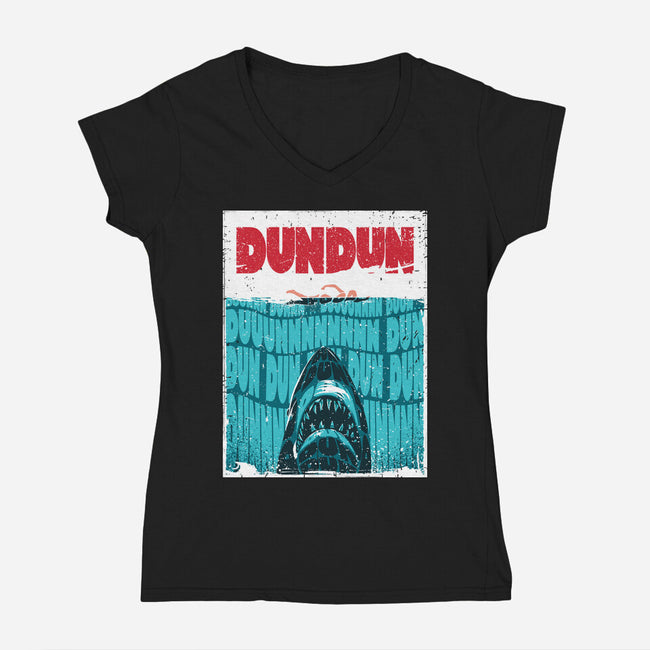 DUN DUN-Womens-V-Neck-Tee-Tronyx79