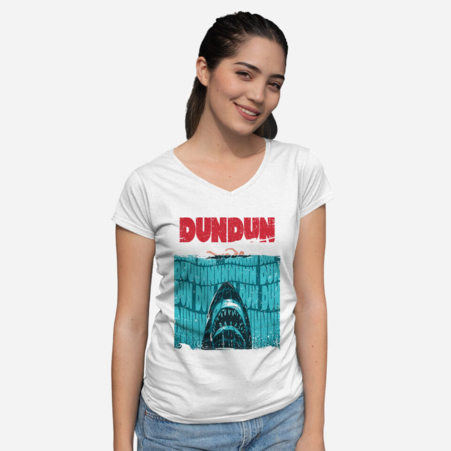 DUN DUN-Womens-V-Neck-Tee-Tronyx79