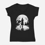 Spooky Moon-Womens-V-Neck-Tee-GrayspellHouse