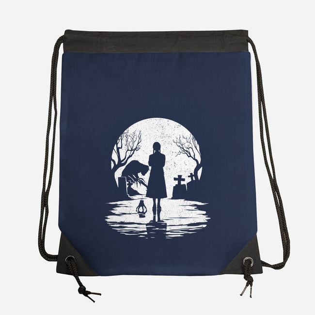 Spooky Moon-None-Drawstring-Bag-GrayspellHouse