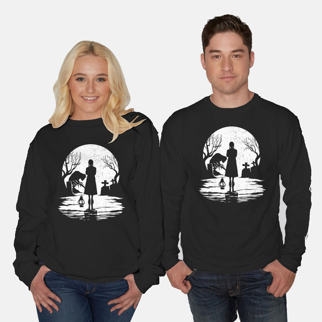 Spooky Moon-Unisex-Crew Neck-Sweatshirt-GrayspellHouse