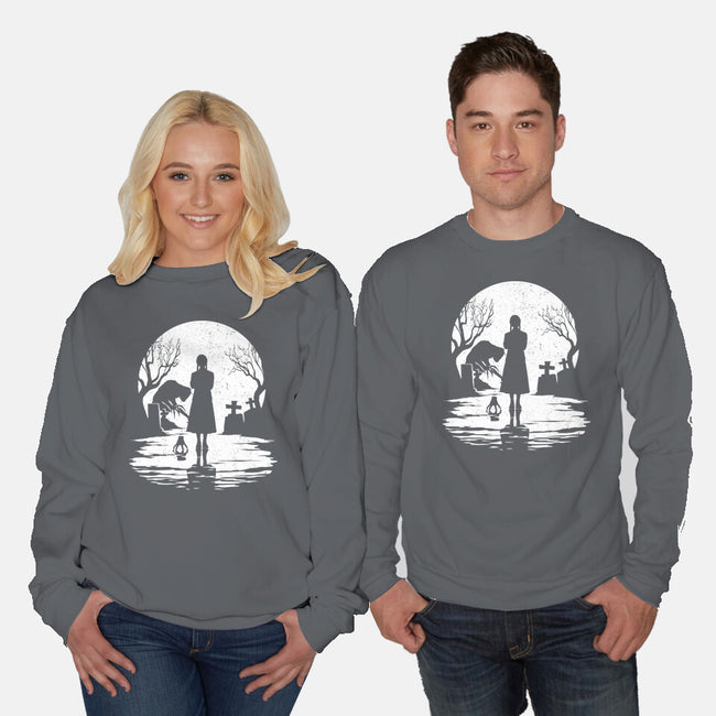 Spooky Moon-Unisex-Crew Neck-Sweatshirt-GrayspellHouse