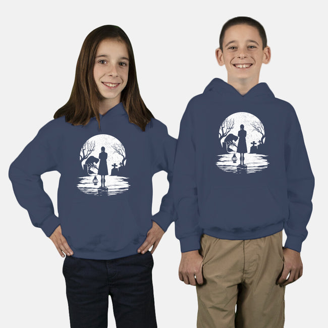 Spooky Moon-Youth-Pullover-Sweatshirt-GrayspellHouse