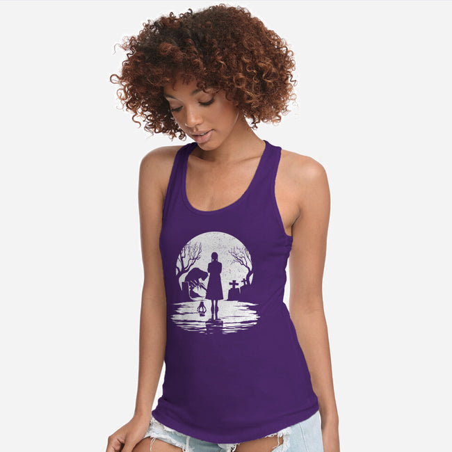 Spooky Moon-Womens-Racerback-Tank-GrayspellHouse