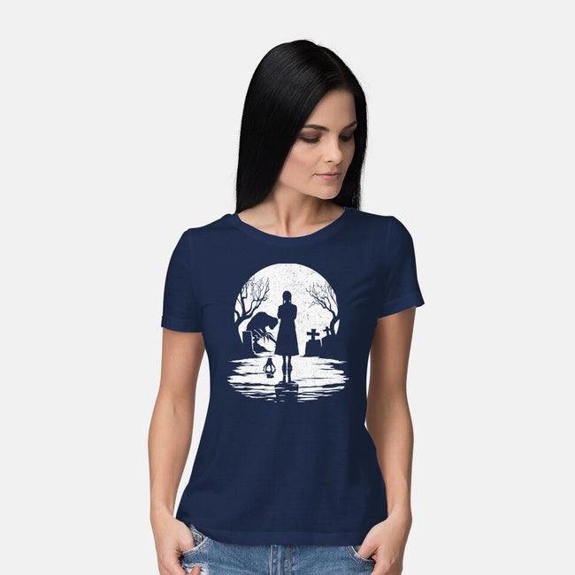 Spooky Moon-Womens-Basic-Tee-GrayspellHouse