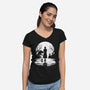 Spooky Moon-Womens-V-Neck-Tee-GrayspellHouse