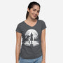 Spooky Moon-Womens-V-Neck-Tee-GrayspellHouse