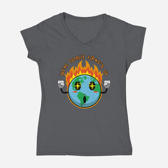 Happy Earth-Womens-V-Neck-Tee-Kladenko