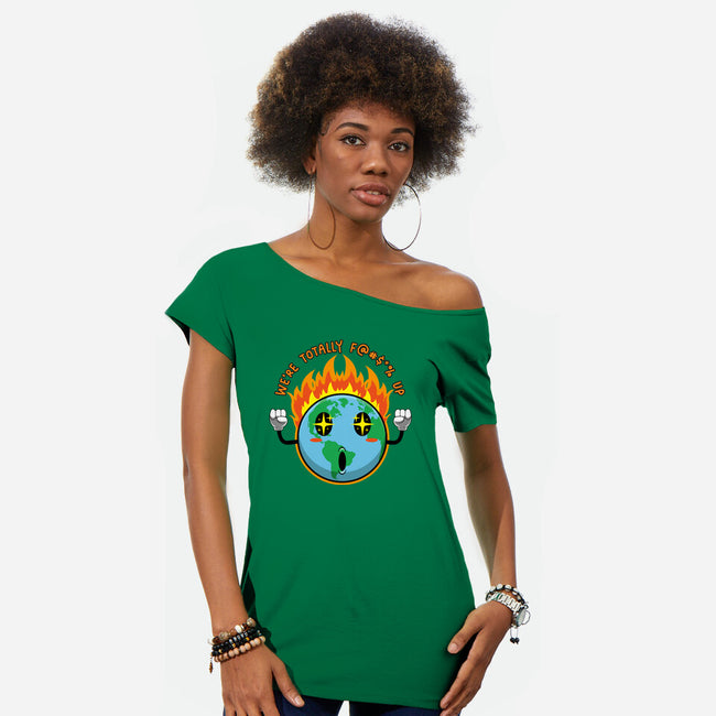 Happy Earth-Womens-Off Shoulder-Tee-Kladenko