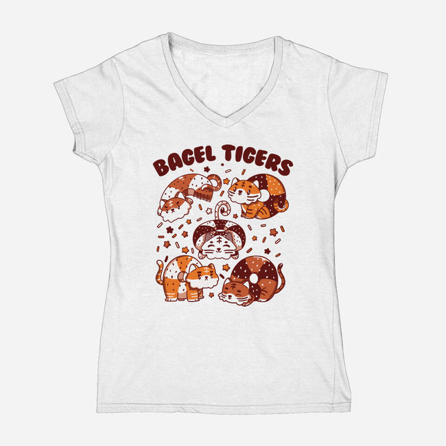 Bagel Tigers-Womens-V-Neck-Tee-tobefonseca