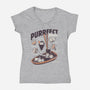 Purrfect Rolls-Womens-V-Neck-Tee-tobefonseca