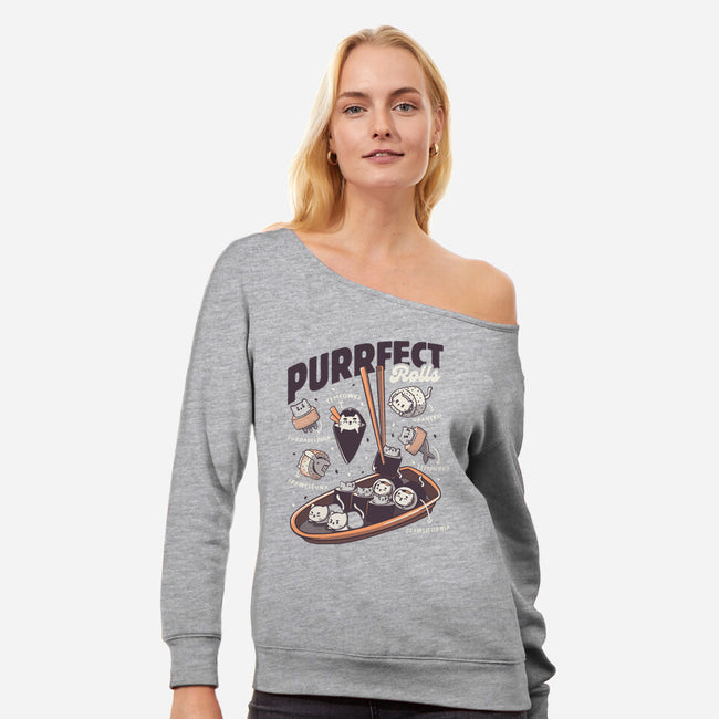 Purrfect Rolls-Womens-Off Shoulder-Sweatshirt-tobefonseca